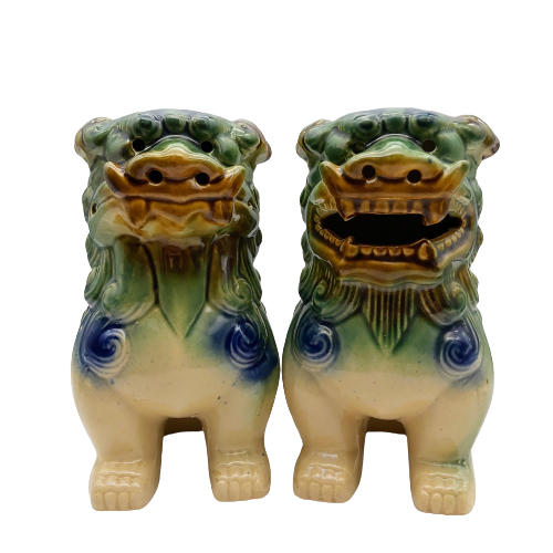 Ceramic Green Jade Like Dragon Dog Statue