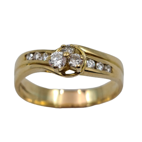 Ladies 18ct Yellow and White Gold Diamond Ring TDW 0.14cts