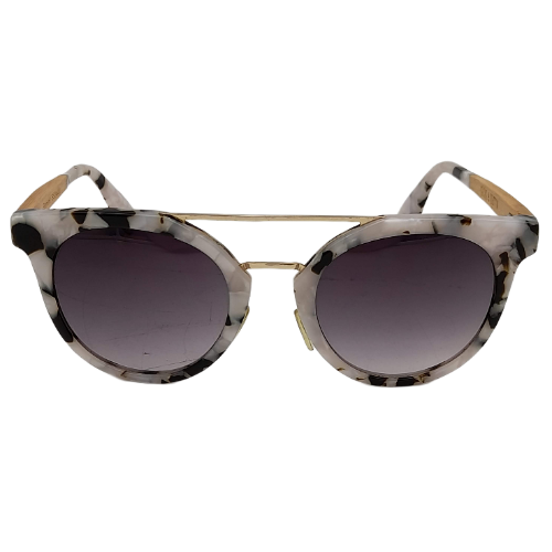 Sticks & Sparrow Element Quartz Ladies' White/Black/Wood Grain Marble Effect Sunglasses SS044M