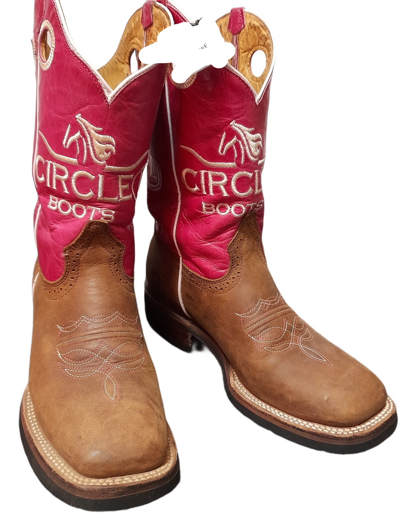 Circle Boots Desert Rose Woman's Western Square Toe Boots 6.5 US