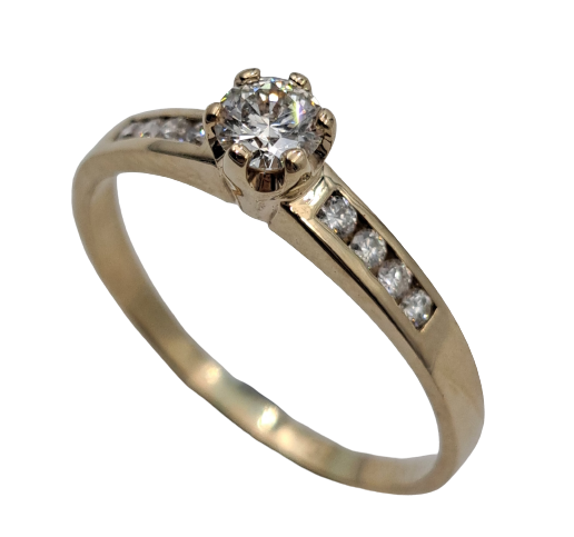 Ladies 9ct Yellow Gold Diamond Engagement Ring TDW 0.46