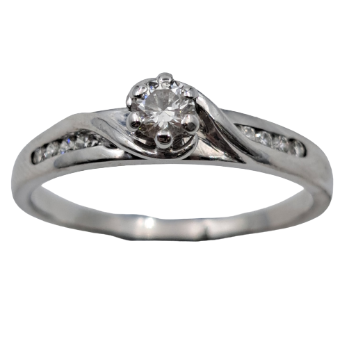 Ladies 18ct White Gold Diamond Engagement Ring TDW 0.26cts
