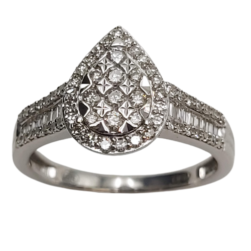 Ladies 9ct White Gold Diamond Cluster Ring TDW 0.45cts