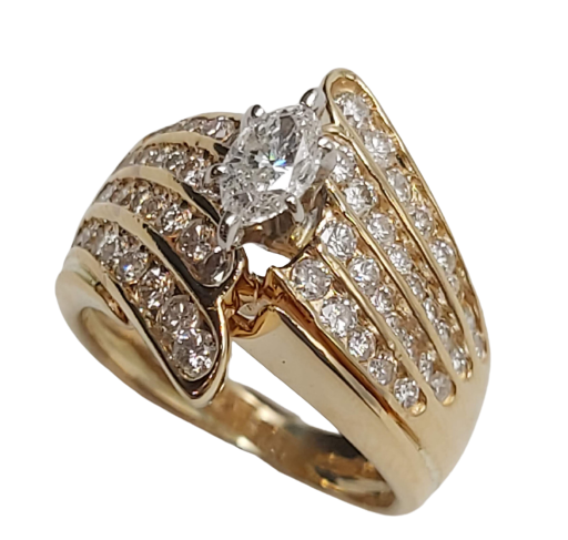 Ladies 14ct Yellow Gold Diamond Dress Ring TDW 1.35cts