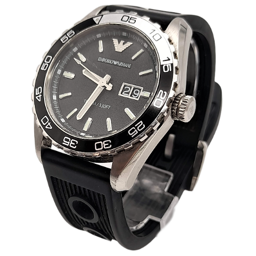 Emporio Armani Men's Sportivo Quartz Analogue Date Water-Resistant Watch in Black AR6044