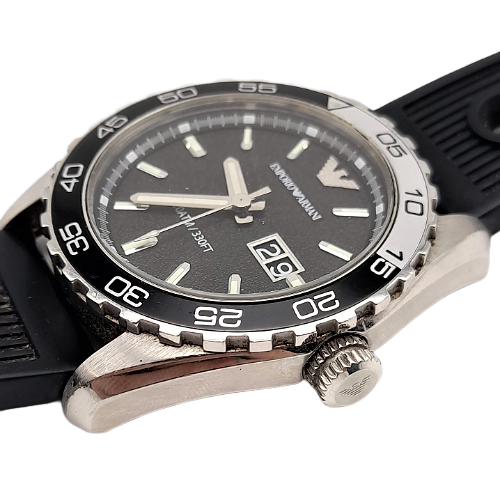 Emporio Armani Men's Sportivo Quartz Analogue Date Water-Resistant Watch in Black AR6044