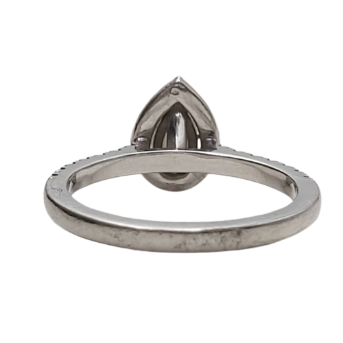 Ladies Platinum Ring Iris Halo Engagement Pear Shaped 0.93CT TDW Size R1/2