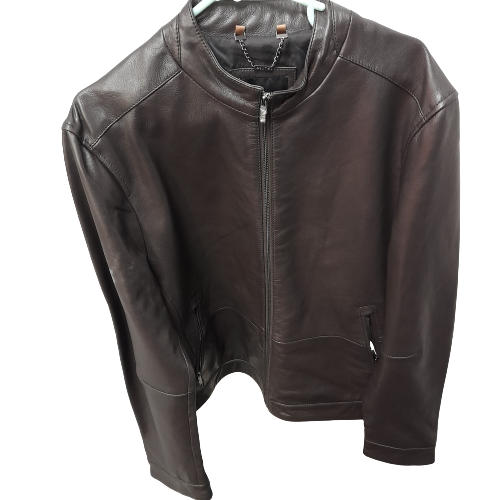 Politix Leather Jacket Brown Size Large