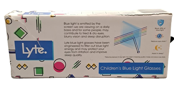 Lyte Children's Blue Light Glasses with Box, Protective Sleeve and Glass Cloth