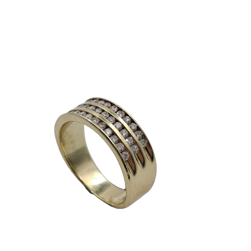 Unisex 9ct Yellow Gold Diamond Ring