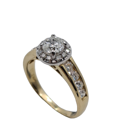 Ladies 14ct Yellow And White Gold Diamond Cluster Ring