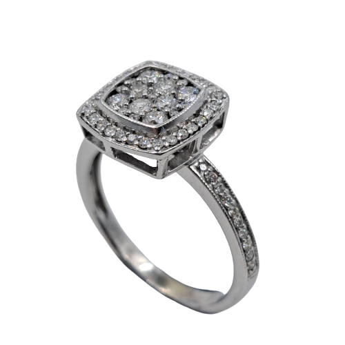 Ladies 9ct White Gold Cluster Diamond Ring