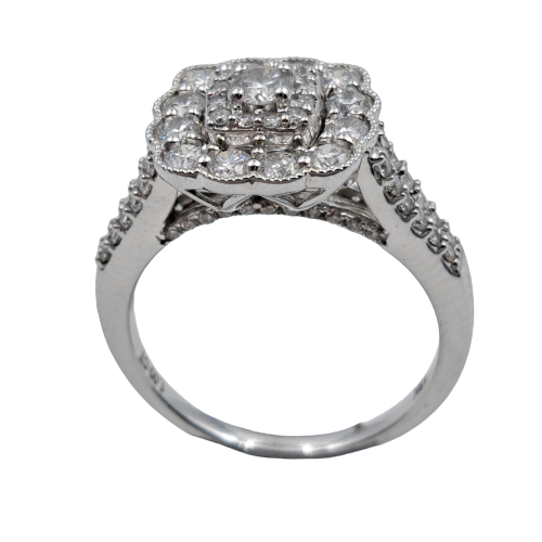 Ladies 18ct White Gold Diamond Cluster Ring