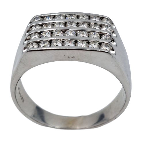 Mens 10ct White Gold Diamond Ring