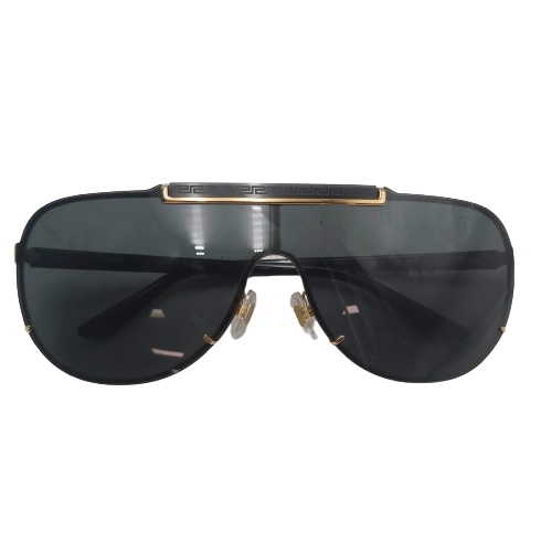 Versace VE2140 Black With Gold Accents Mens Sunglasses With Box And Case