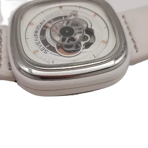 Sevenfriday P1B/02 Bright Automatic Genuine Watch - White on Leather Strap - Miyota 8S27 Movement