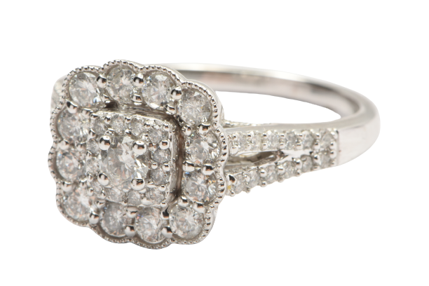 Ladies 18ct White Gold Diamond Cluster Ring
