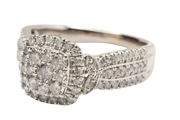 Ladies 10ct White Gold Diamond Cluster Ring