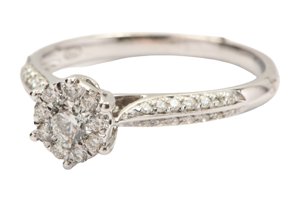 Ladies 9ct White Gold Diamond Cluster Ring