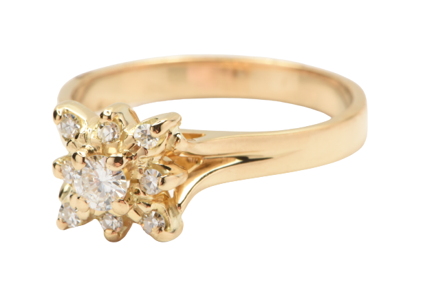 Ladies 18ct Yellow Gold Diamond Cluster Ring