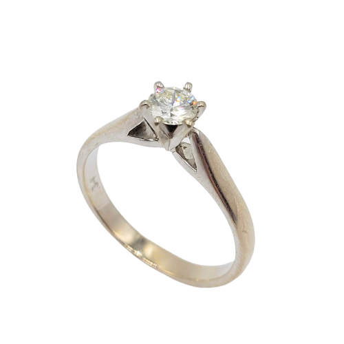 14ct White Gold Solitaire Engagement Ring