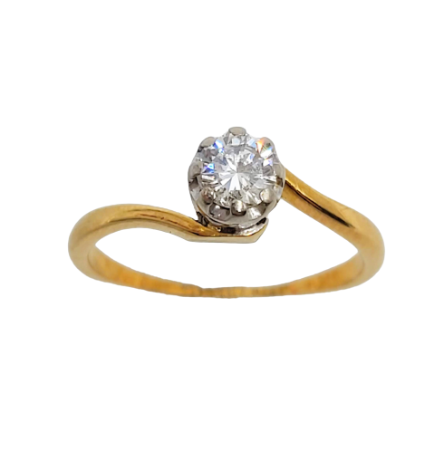 18ct Yellow Gold Round Solitaire Diamond Ring
