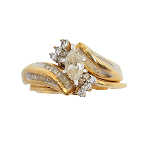 14ct Yellow Gold 2 Piece Diamond Dress Ring