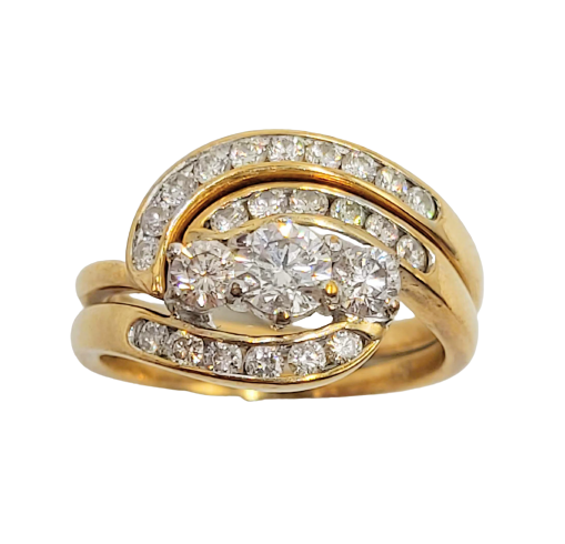 9ct Yellow Gold Diamond Bridal Swirl Set