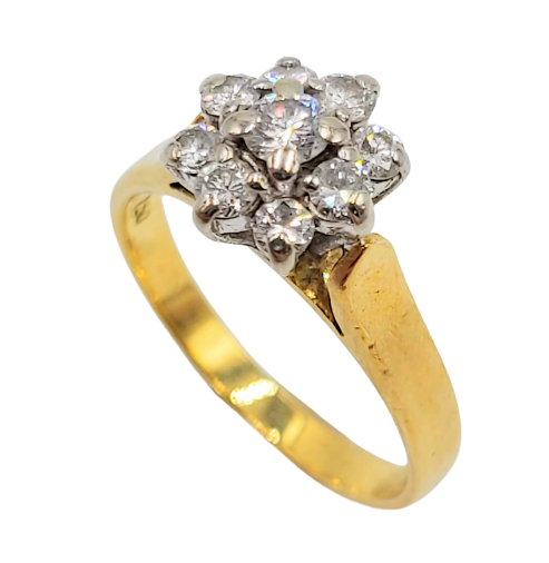 18ct Yellow Gold Vintage Flower Diamond Dress Ring