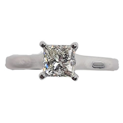 18ct White Gold 0.75ct Diamond Solitaire Princess Cut Ring