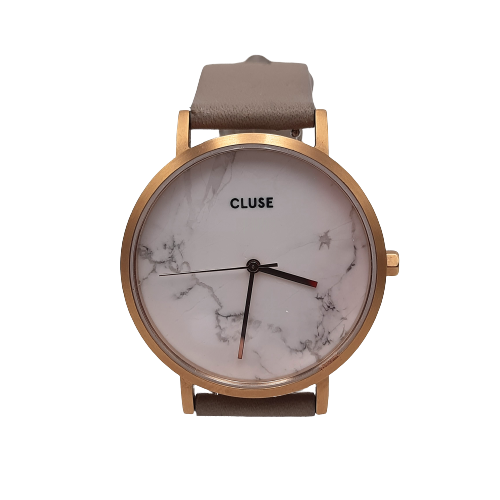 Ladies Cluse Beige Band Round White Face Analogue Watch