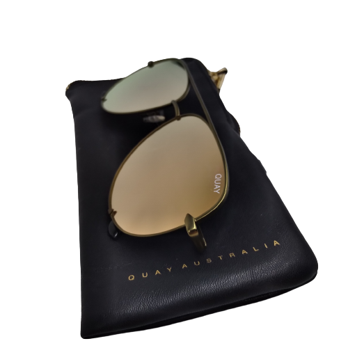 Quay Gold Tint Sunglasses with Protective Bag
