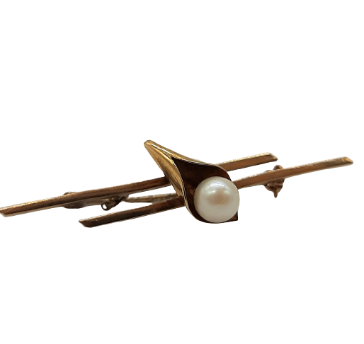 9ct Yellow Gold Brooch with Pearl