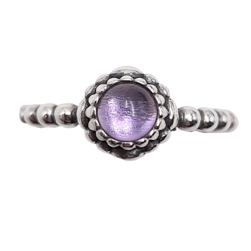 Silver Pandora Purple Birth Stone Ring