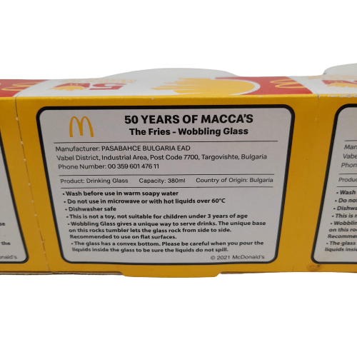 McDonalds 50 Years of Maccas 'The Fries' Wobbling Glass - Set of 3