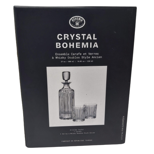 Bohemia Crystal Decanter And DOF Whisky Glass Set In Box