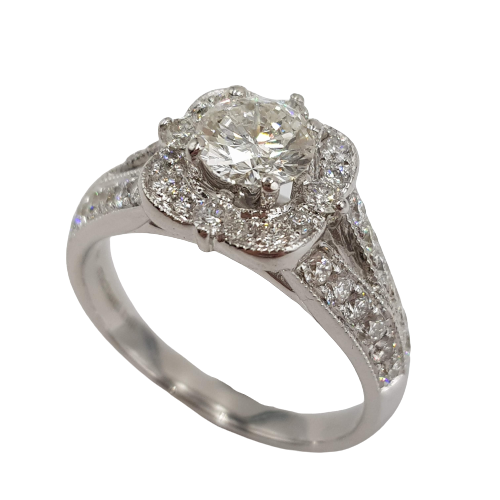 Ladies 14ct White Gold MHJ 41 Stone Diamond Ring