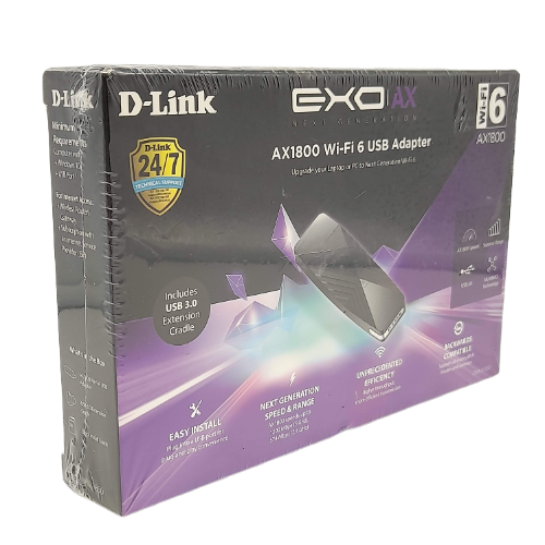 D-Link Wi-Fi 6 USB Adaptor (AX1800) In Box - Black