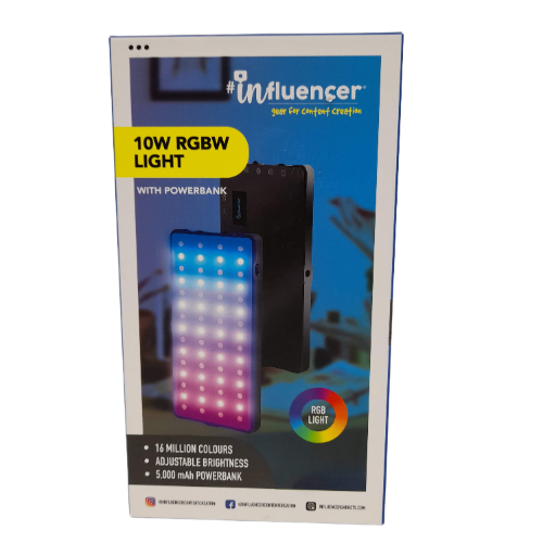 Influencer 10W RGBW Light With Powerbank In Box - Black