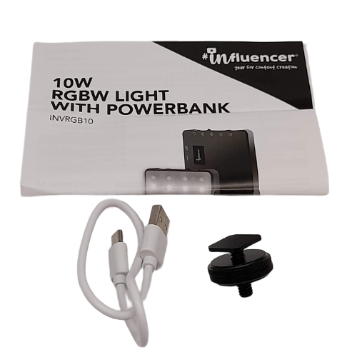Influencer 10W RGBW Light With Powerbank In Box - Black