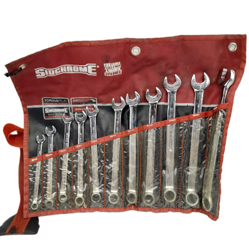Sidchrome 11 Piece Combination Spanner Set 8mm - 19mm In Canvas Roll