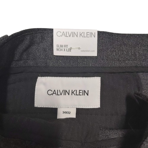 Calvin Klein Slim Fit Mens Charcoal Pants Width 34 x Length 32 LP0017991