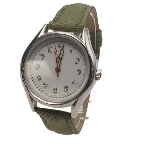 Unisex Eagle Moss Round White Face Green Band Analogue Watch