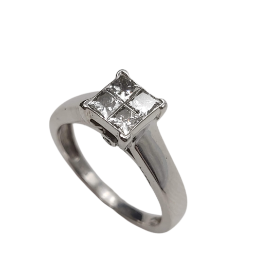 Ladies 14ct White Gold Princess Cut Diamond Ring
