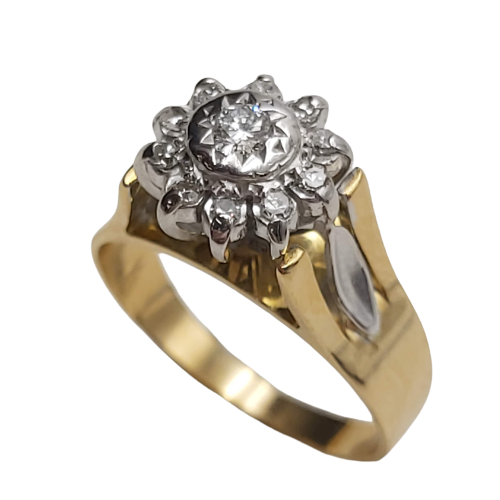 Unisex 18ct Yellow Gold Diamond Cluster Ring