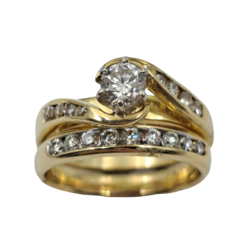 Ladies 18ct Yellow Gold Bridal Set Diamond Rings TW 0.80cts