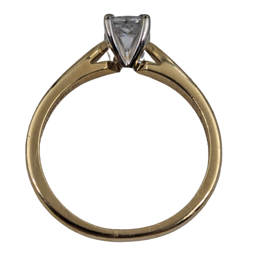 Ladies 14ct Two Tone Gold Princess Cut Diamond Ring TW 0.50cts
