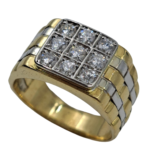 Men's 18ct Two Tone Diamond Ring TW 0.45cts