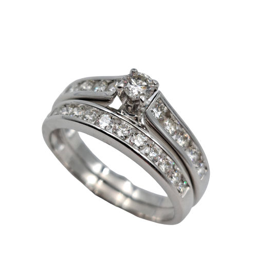 Ladies 18ct White Gold Diamond Bridal Set Ring TW 1ct
