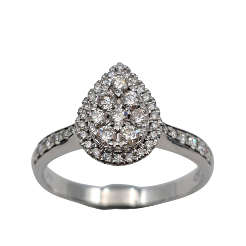 Ladies 9ct White Gold Pear Diamond Cluster Ring TW 0.5cts